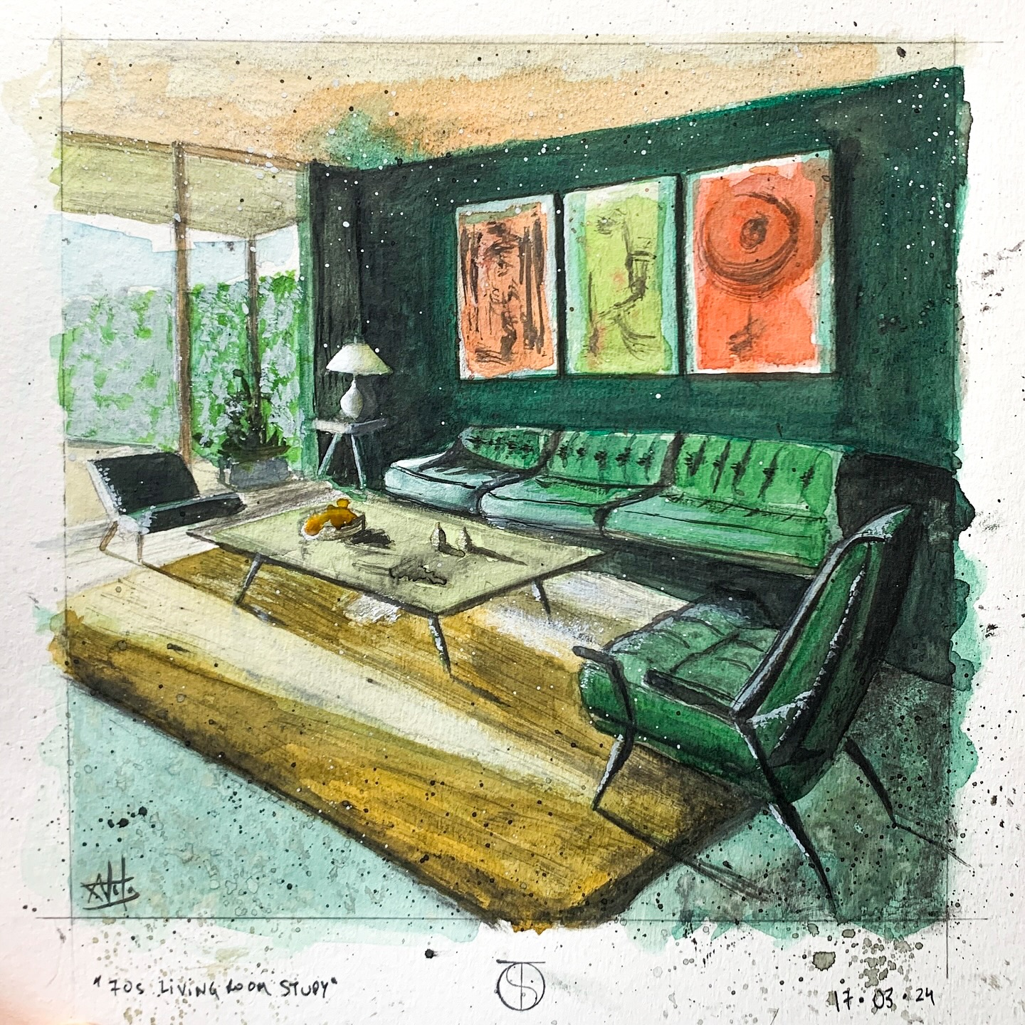 “70s living room study”
I especially like how those three paintings within the painting came out :)
.
.
.
.
.
#watercolor #watercolour #architecture #architecturewatercolor #architecturesketch #watercolorstudy #painting #paintyourlife